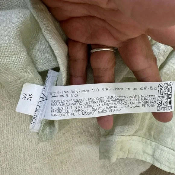 ZARA Womens 100% Linen Top Cropped Button Up Size L  Pockets Lagenlook Slouchy - Picture 7 of 9